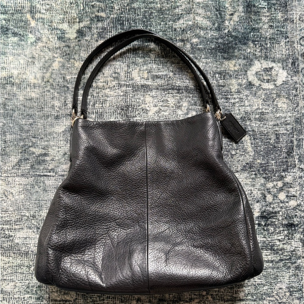 Coach Madison Phoebe Black Pebbled Leather Triple Section Bag F35723